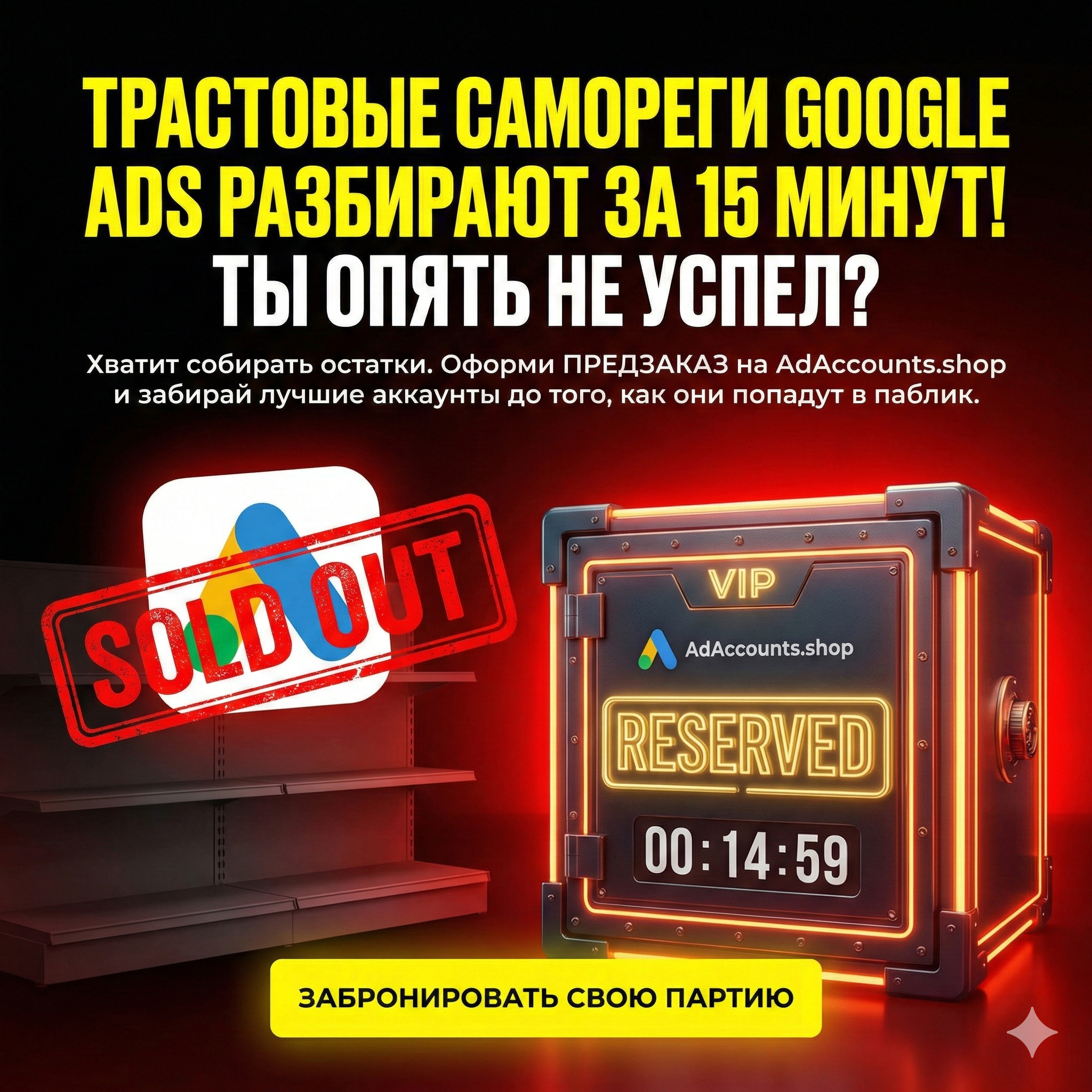 Предзаказ фарм-аккаунтов Google Ads (самореги): готовая инфраструктура без спенда для агентств и байеров