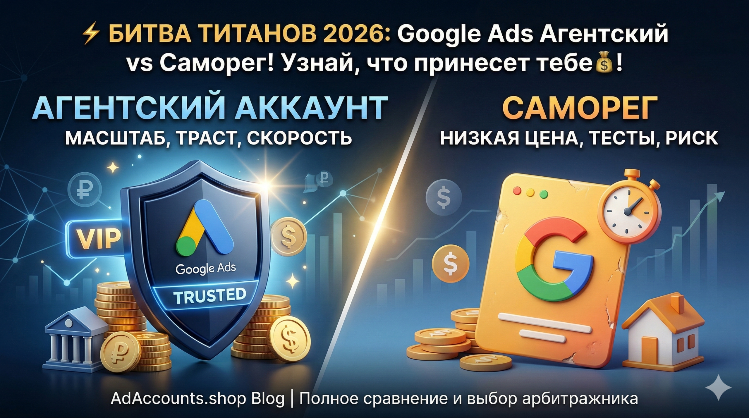 Агентский аккаунт Google Ads vs Саморег: что выбрать в 2026 году | Полное сравнение