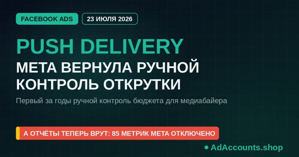 Push Delivery в Facebook Ads 2026 — обложка статьи AdAccounts.shop