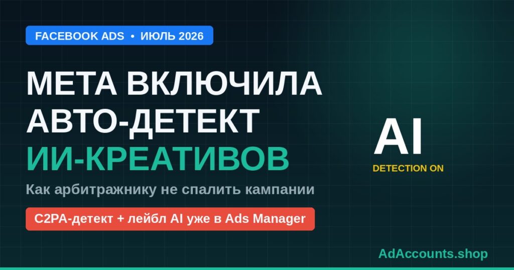 Facebook Ads июль 2026 — авто-детект ИИ-креативов и лейбл AI в Meta Ads Manager