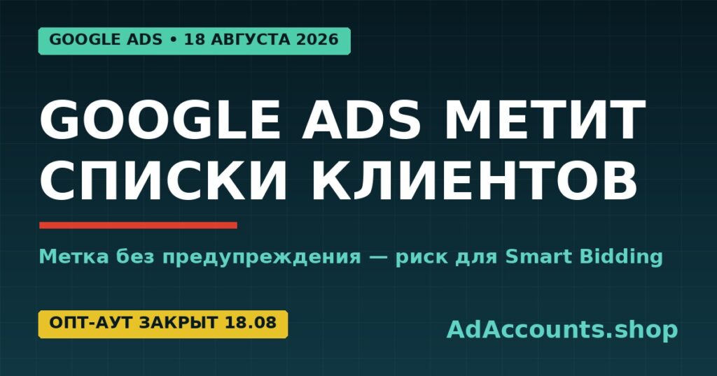 Google Ads автоматически метит конверсионные списки клиентов с 18 августа 2026