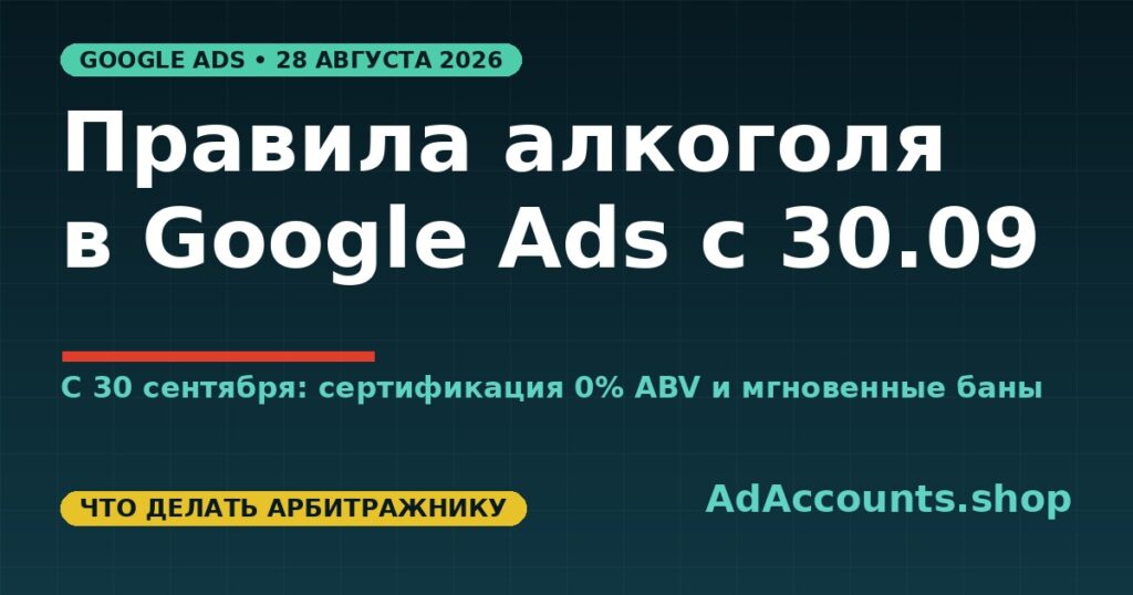 Обновление алкогольной политики Google Ads с 30 сентября 2026