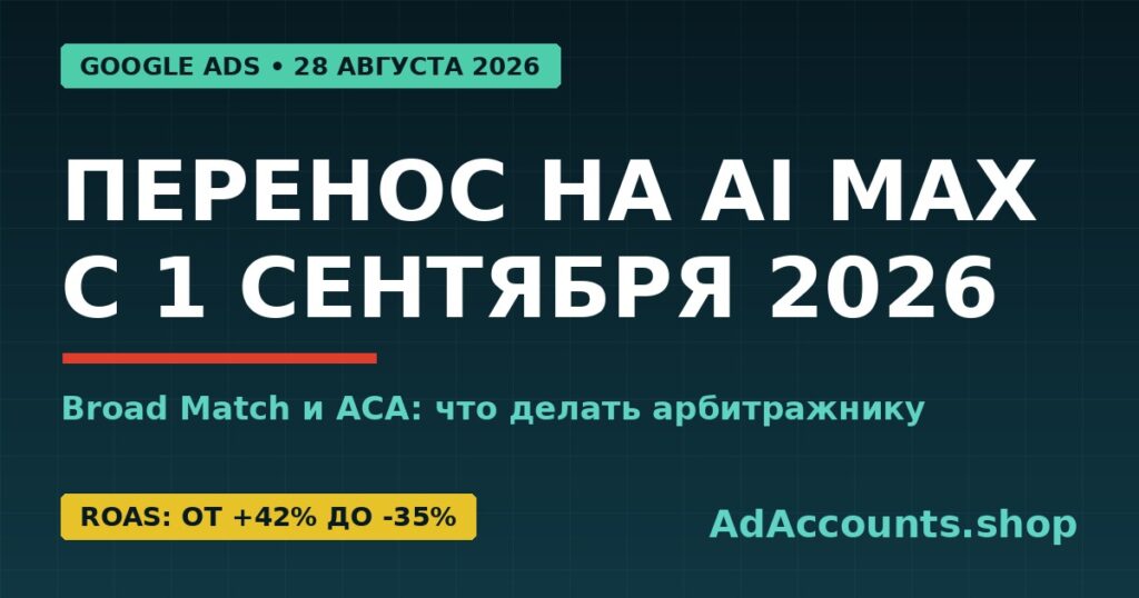 Перенос Broad Match и ACA на AI Max в Google Ads с 1 сентября 2026