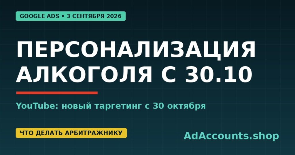 Персонализация алкогольной рекламы в Google Ads на YouTube с 30 октября 2026 года