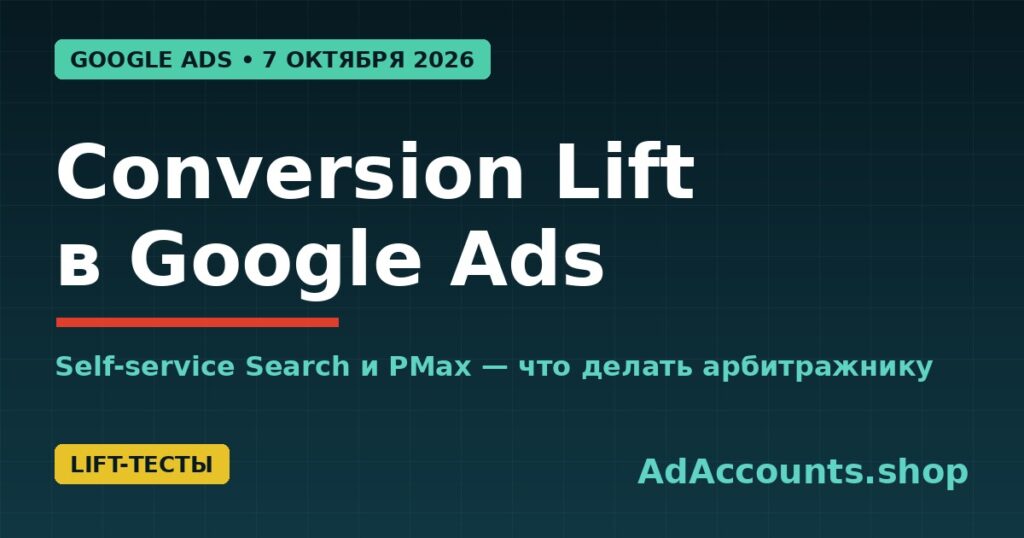 Обложка статьи: Conversion Lift в Google Ads с 7 октября 2026 — self-service для Search и PMax