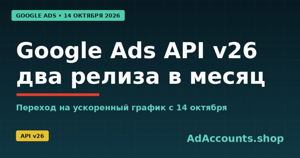 Обложка статьи: релиз Google Ads API v26 и переход на два релиза в месяц с 14 октября 2026 года