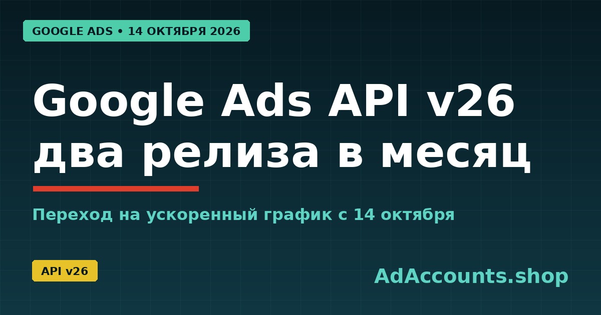 Обложка статьи: релиз Google Ads API v26 и переход на два релиза в месяц с 14 октября 2026 года