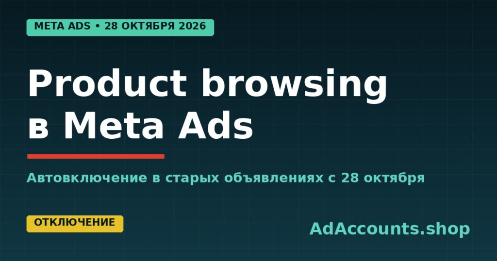 Обложка статьи: product browsing в Meta Ads с 28 октября 2026 — что делать арбитражнику