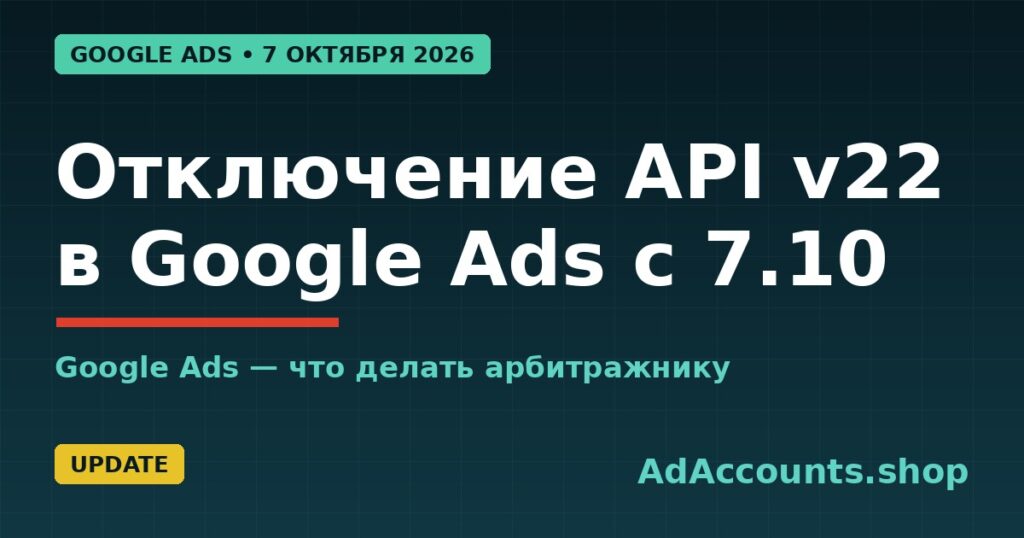 Отключение API v22 в Google Ads с 7 октября 2026: что делать арбитражнику